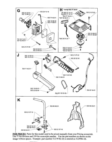 Carb,air fltr,starter,cntrl handle,handle