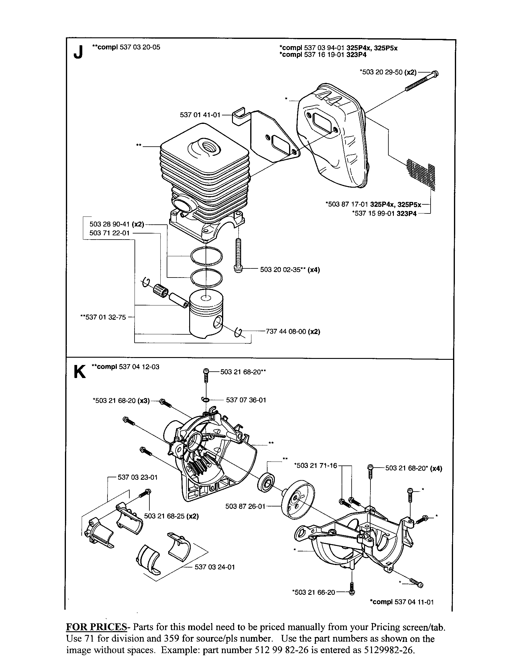 Cylinder,muffler,housing,clutch drum