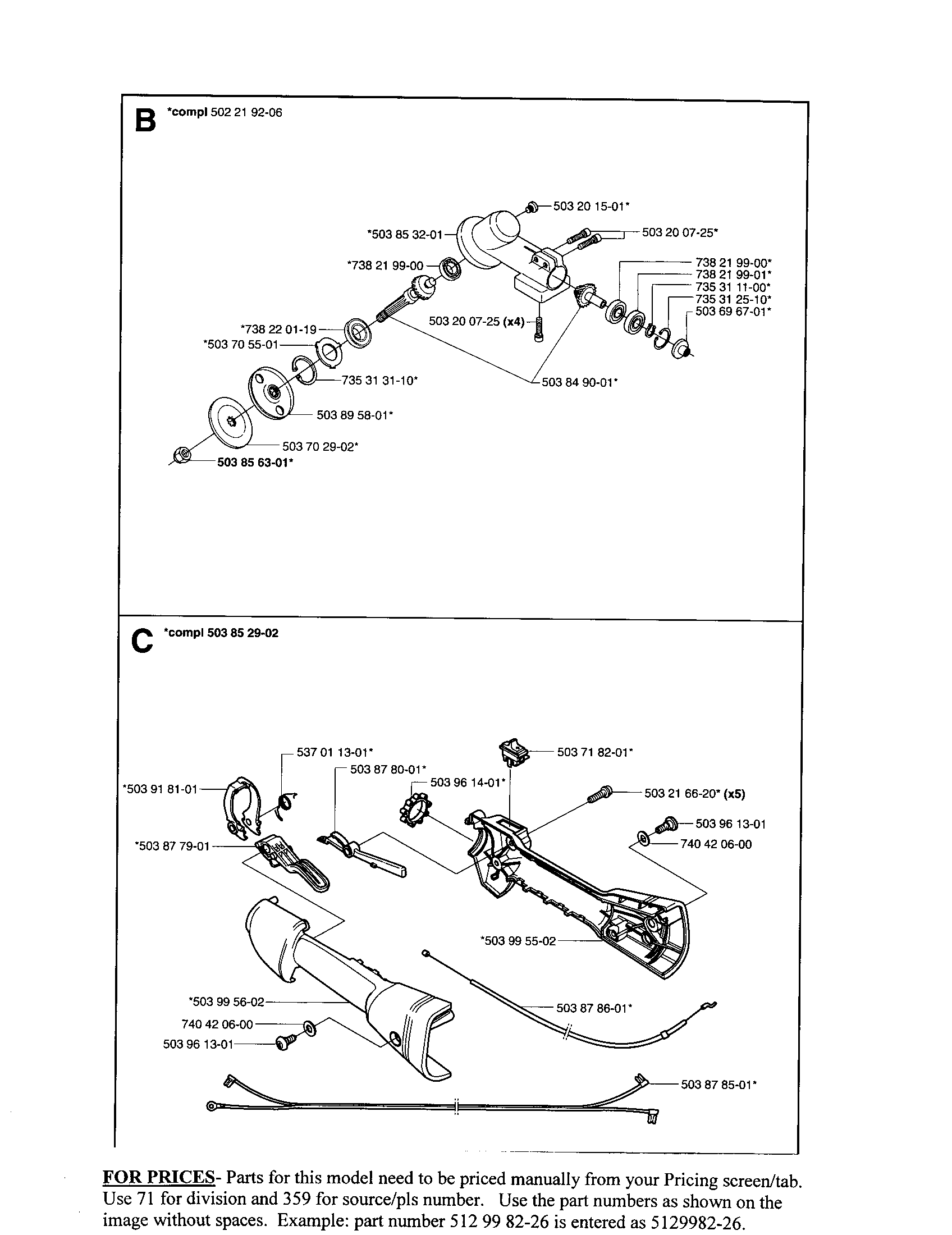 Gear box, control handle