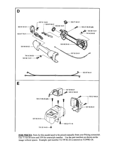 Control handle, housing cvr