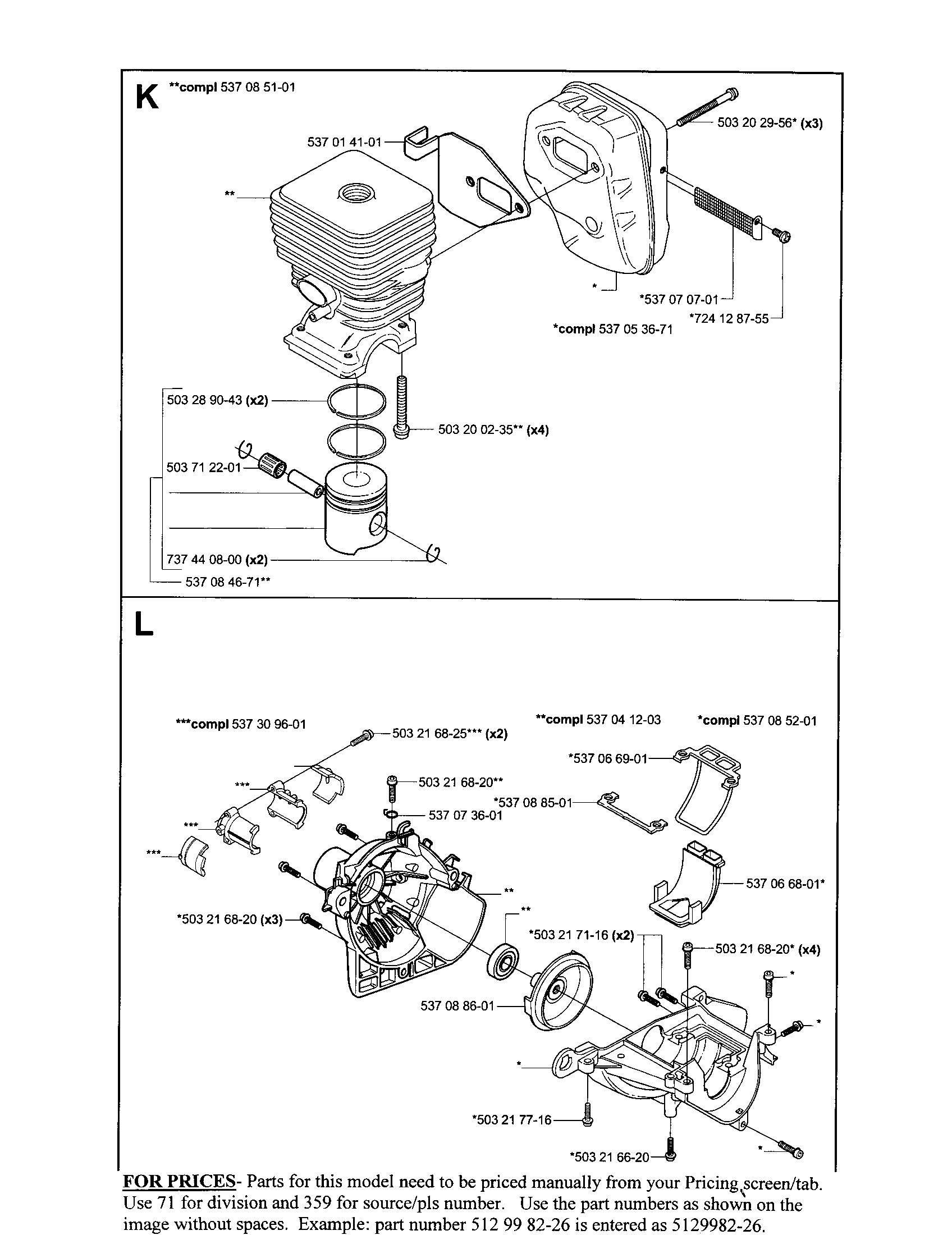 Muffler,cylinder,housing,clutch drum