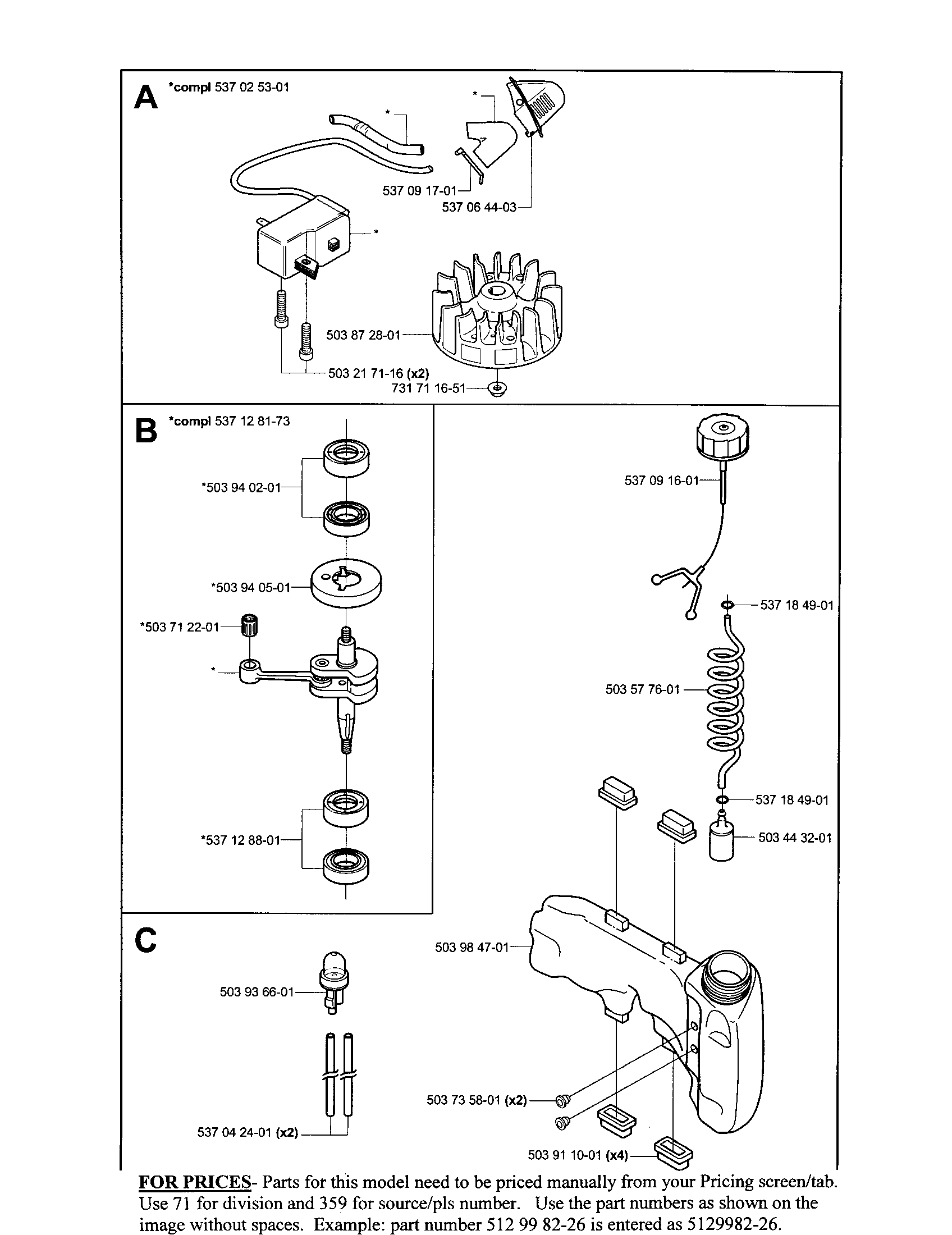 Ignition, crankshaft, fuel sys.