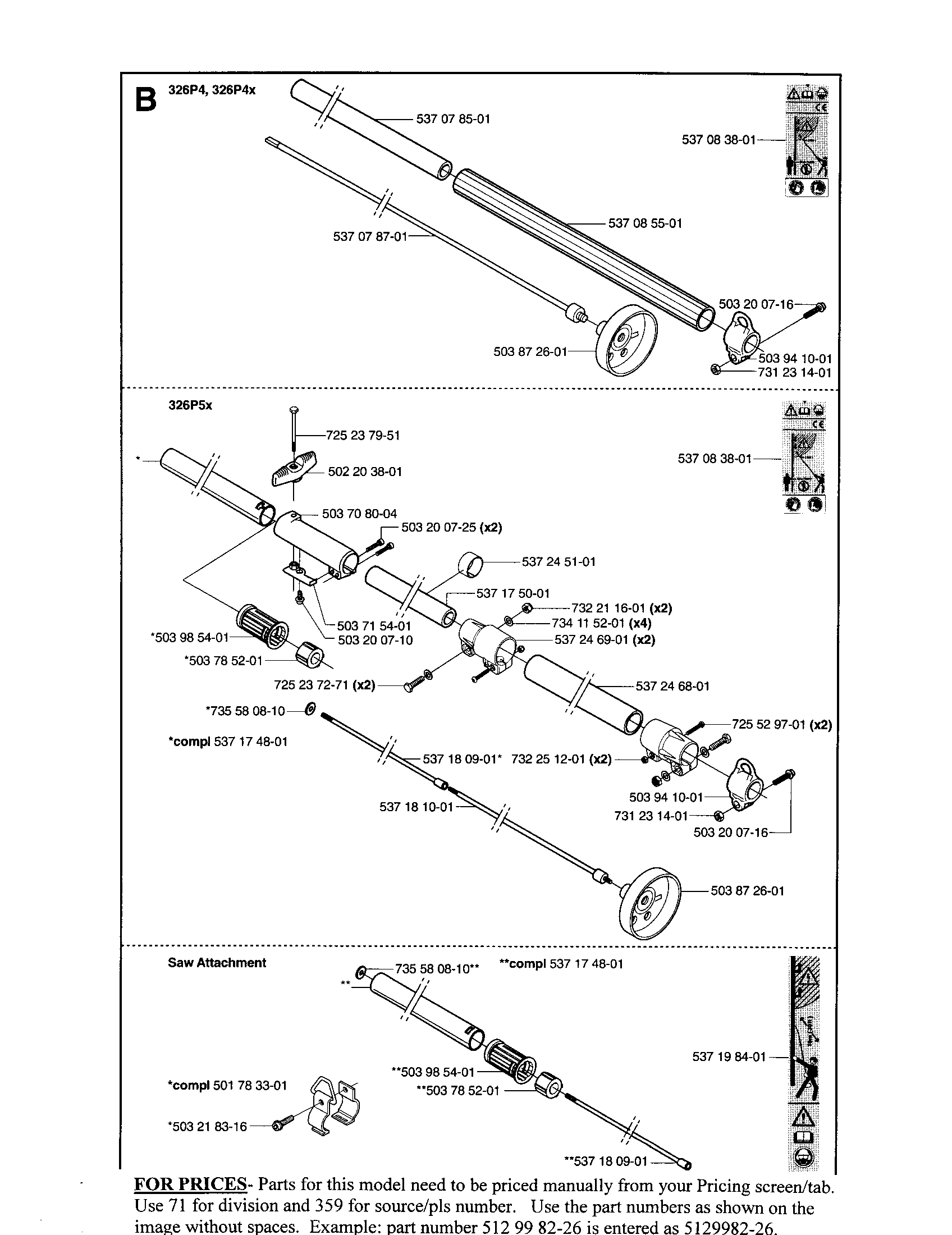 Shaft assy, saw attachment