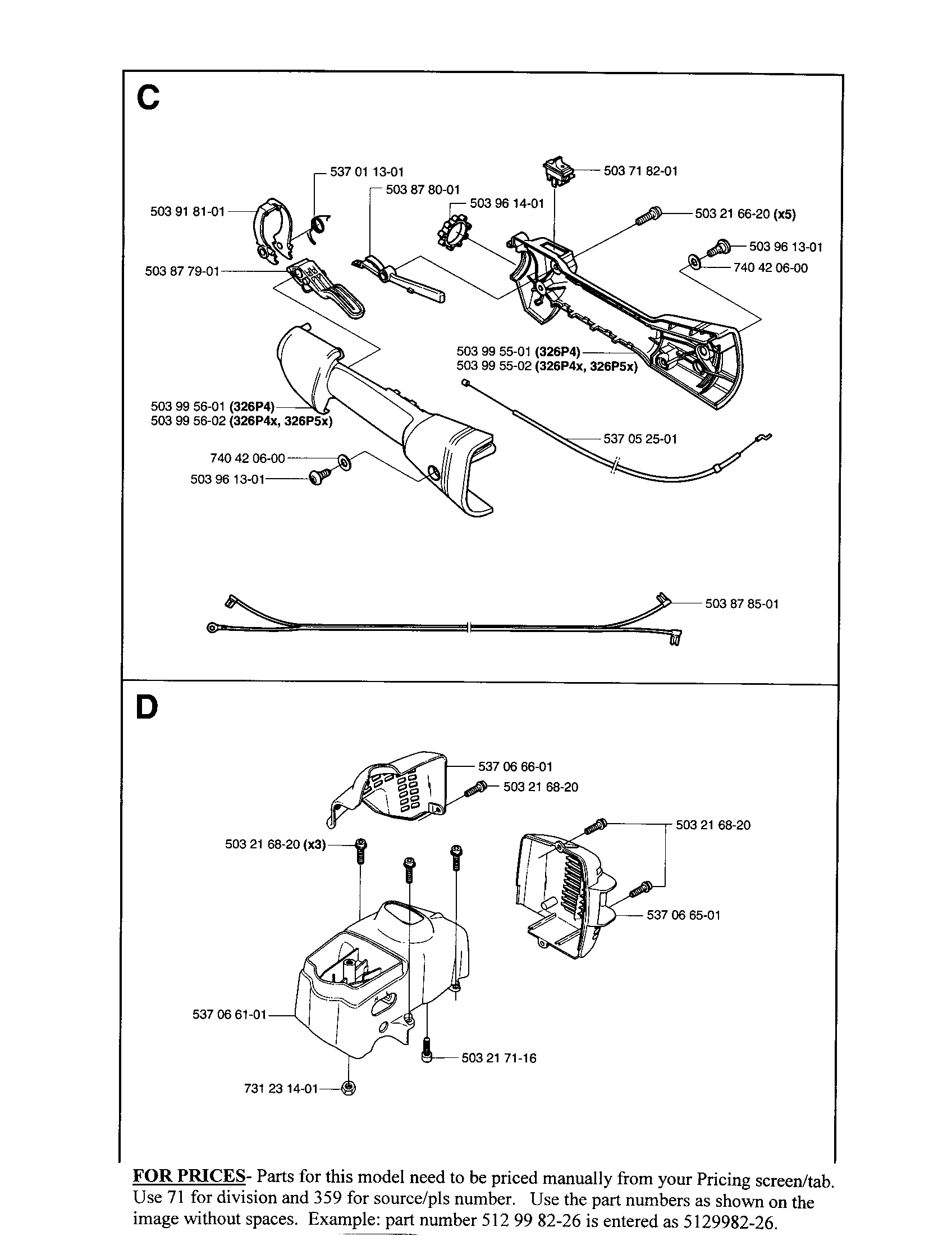 Control handle, housing cover