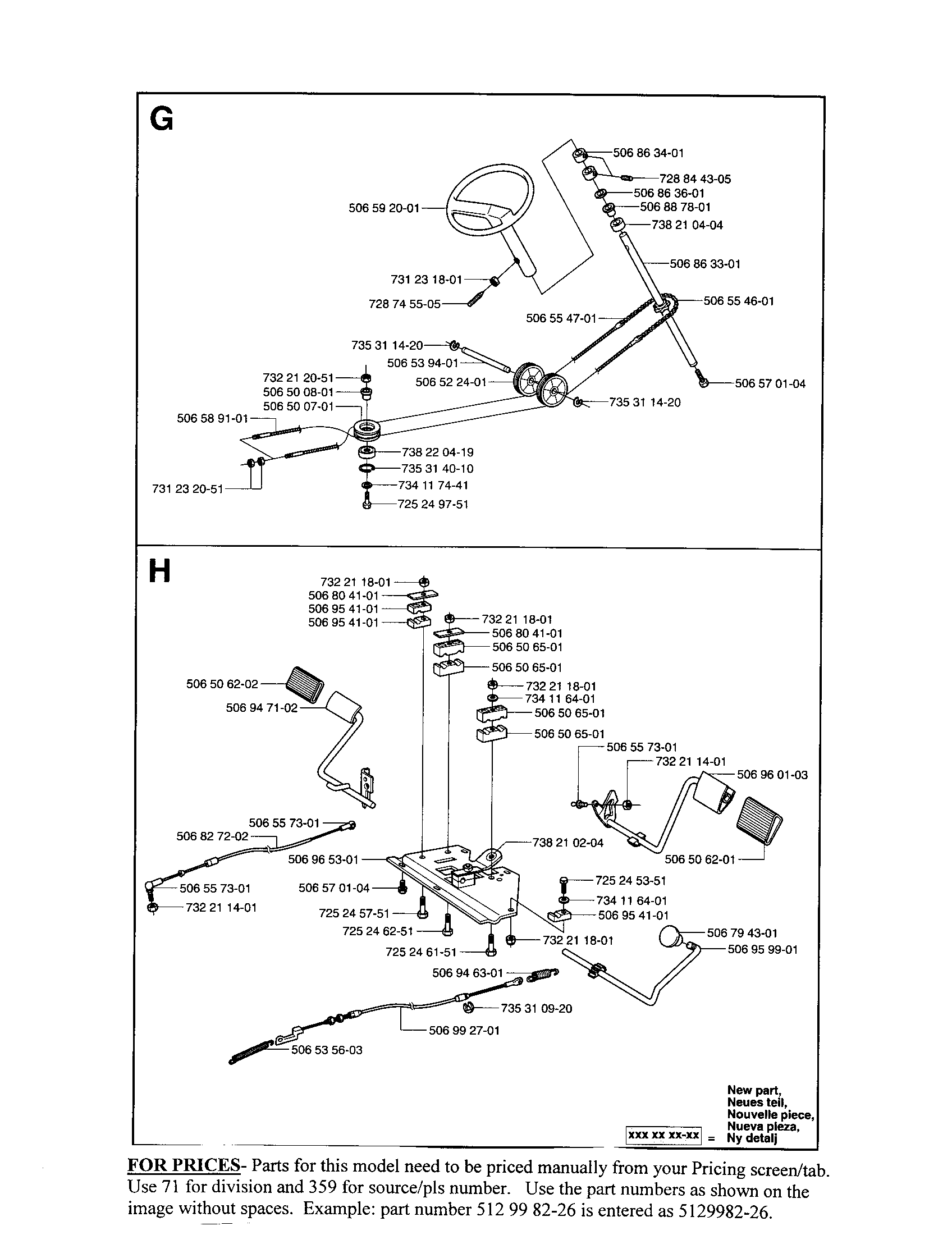 Steering, pedal and linkage