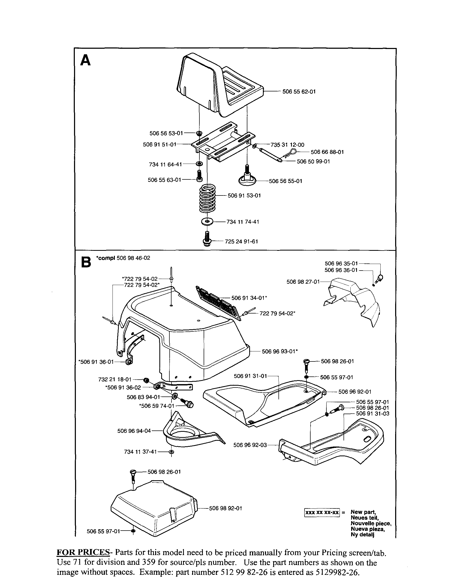 Seat, body parts