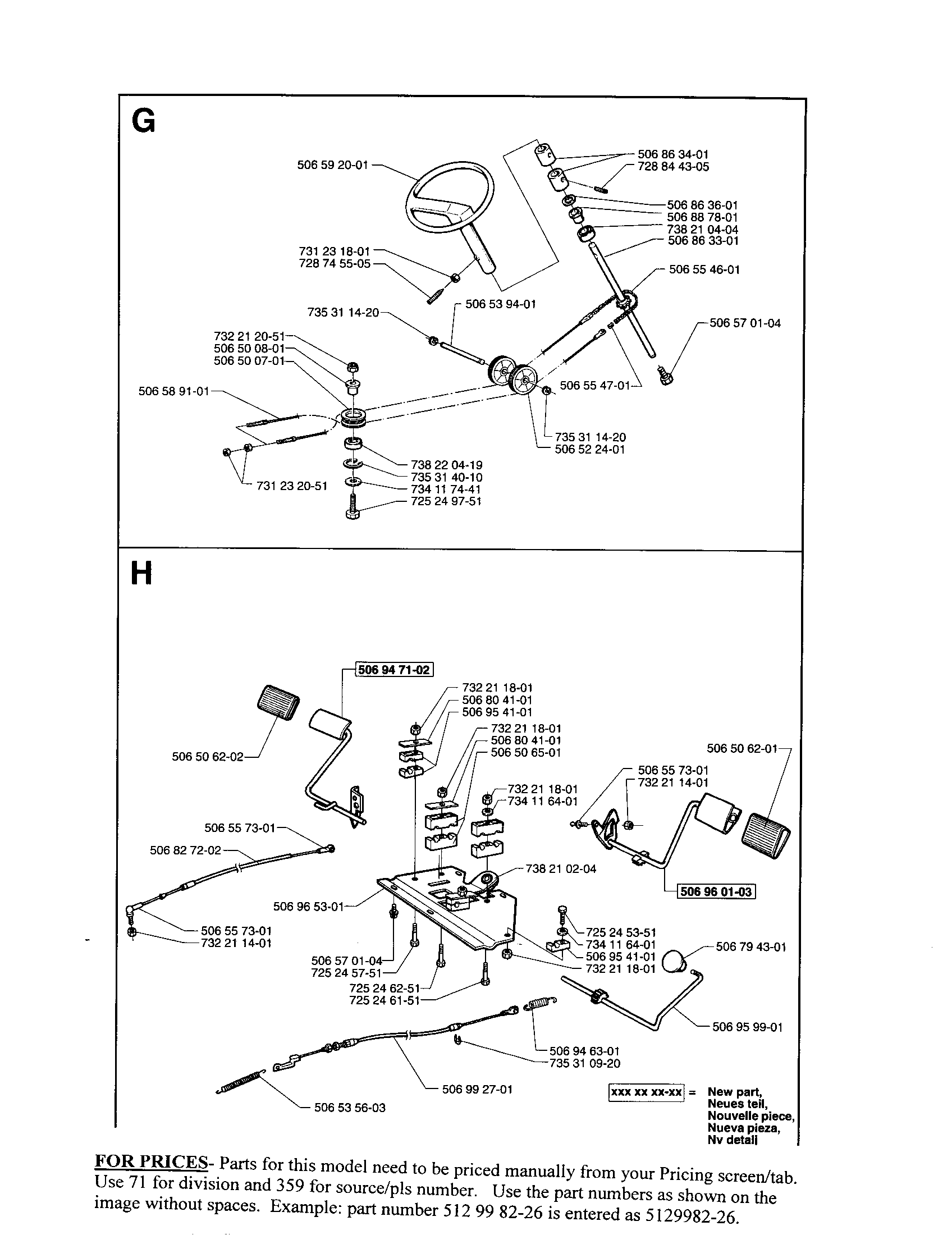 Steering, pedals
