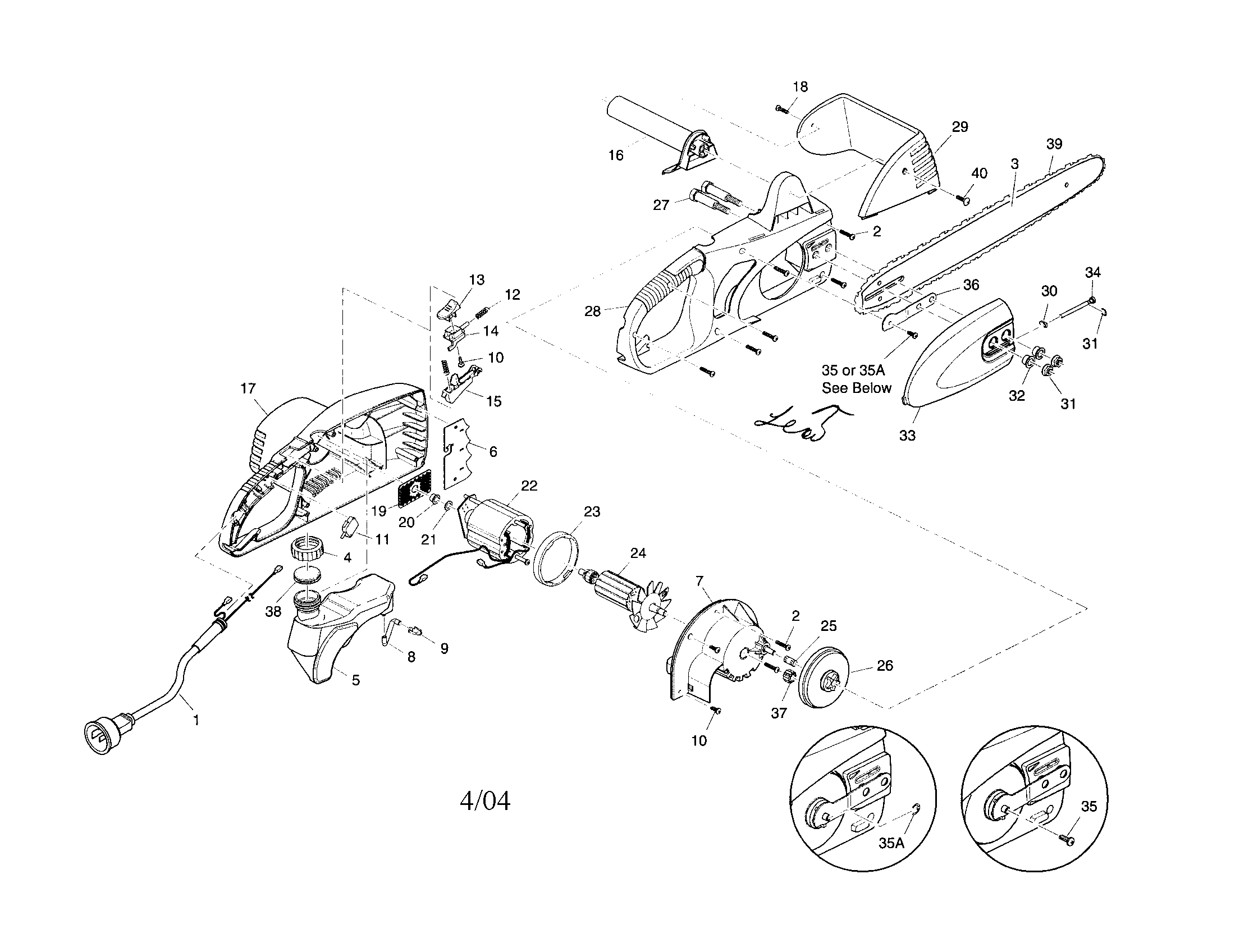 c.h.△ Official Remington 107624-02 electric chainsaw parts | Sears