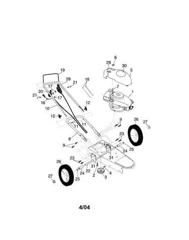 Engine/handle/wheels