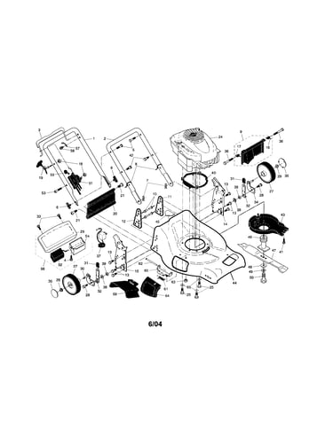 Engine/housing/wheels/handle