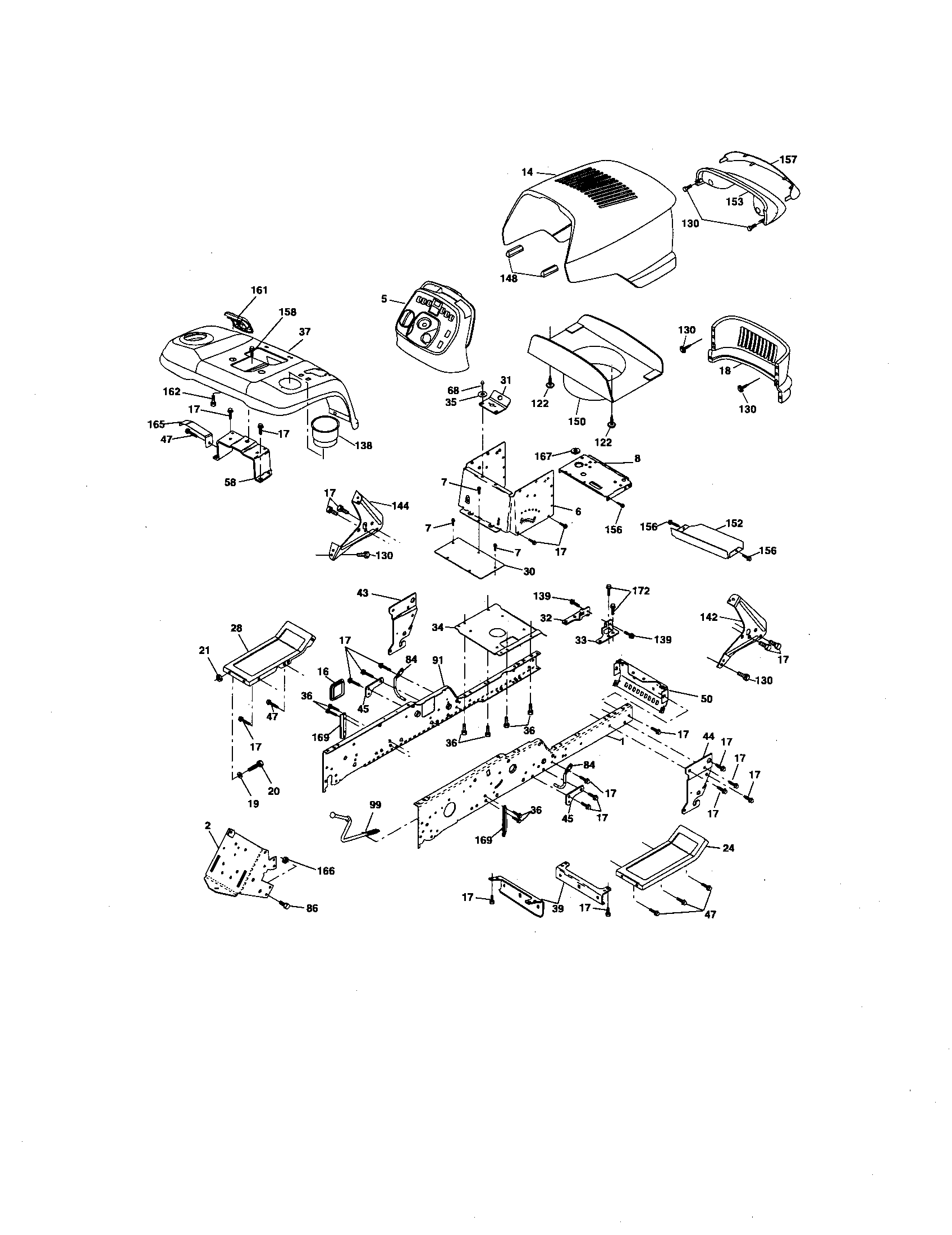 Craftsman gt5000 mower online deck parts