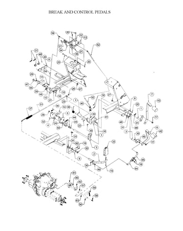 Brake and control pedals