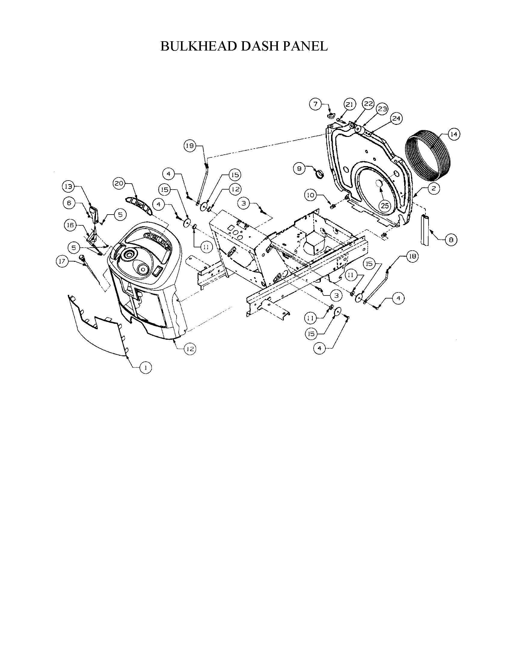 Bulkhead/dash panel/engine controls