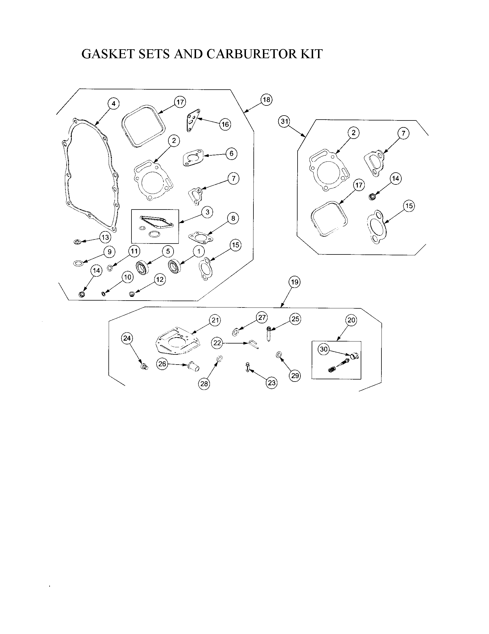 Gasket sets/carburetor overhaul kit