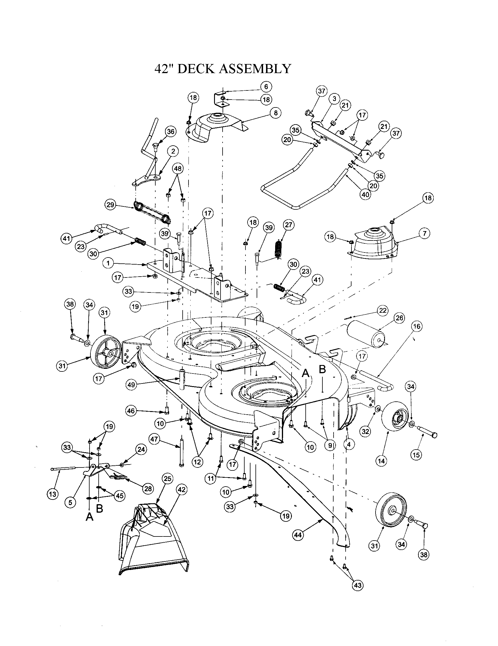 42" deck assembly