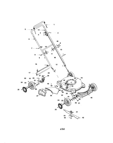 Deck/handle/chute/wheels
