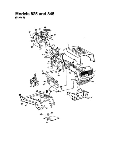 Hood/grille - sytle 5 - 825 and 845