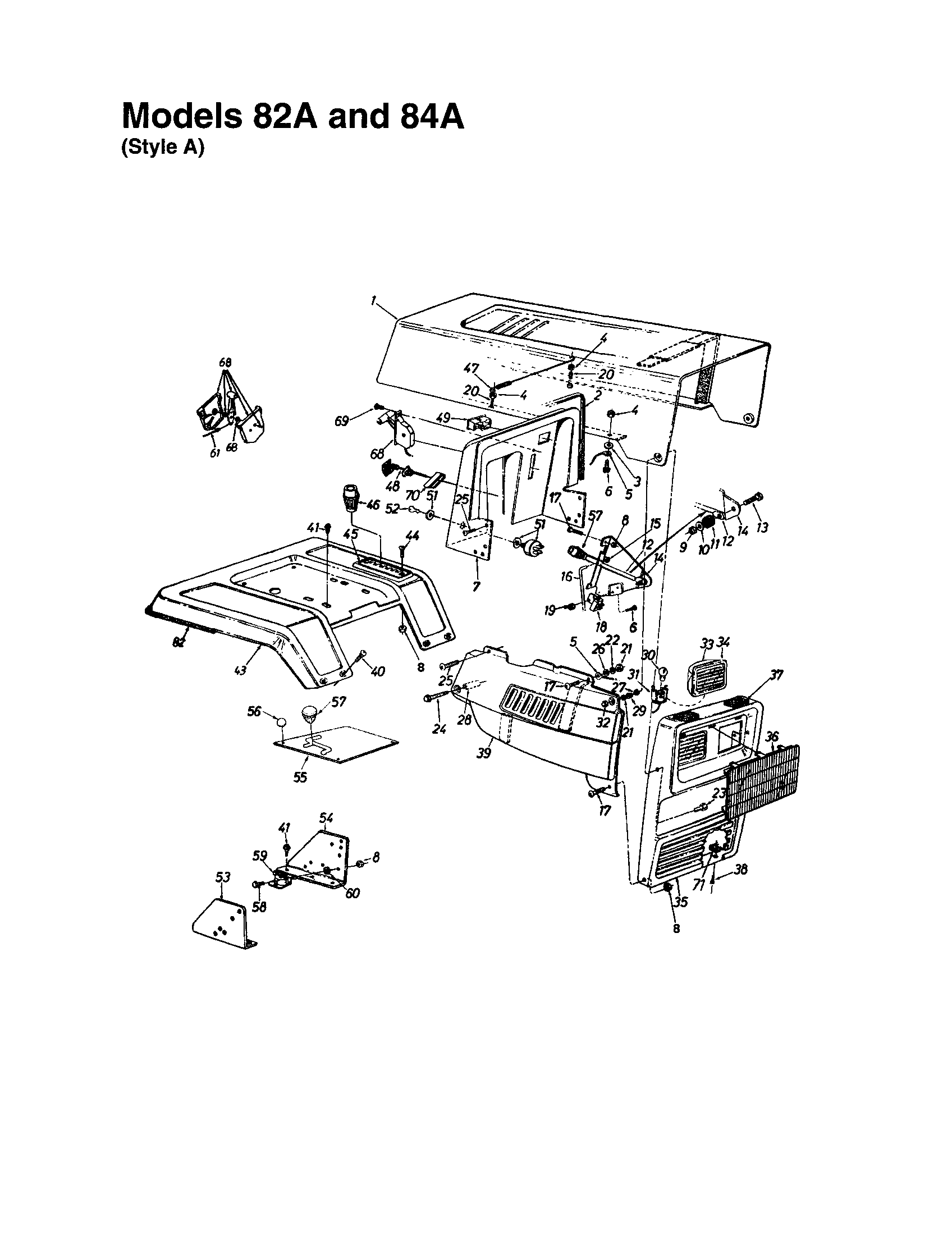 HOOD/GRILLE - STYLE A - 82A AND 84A