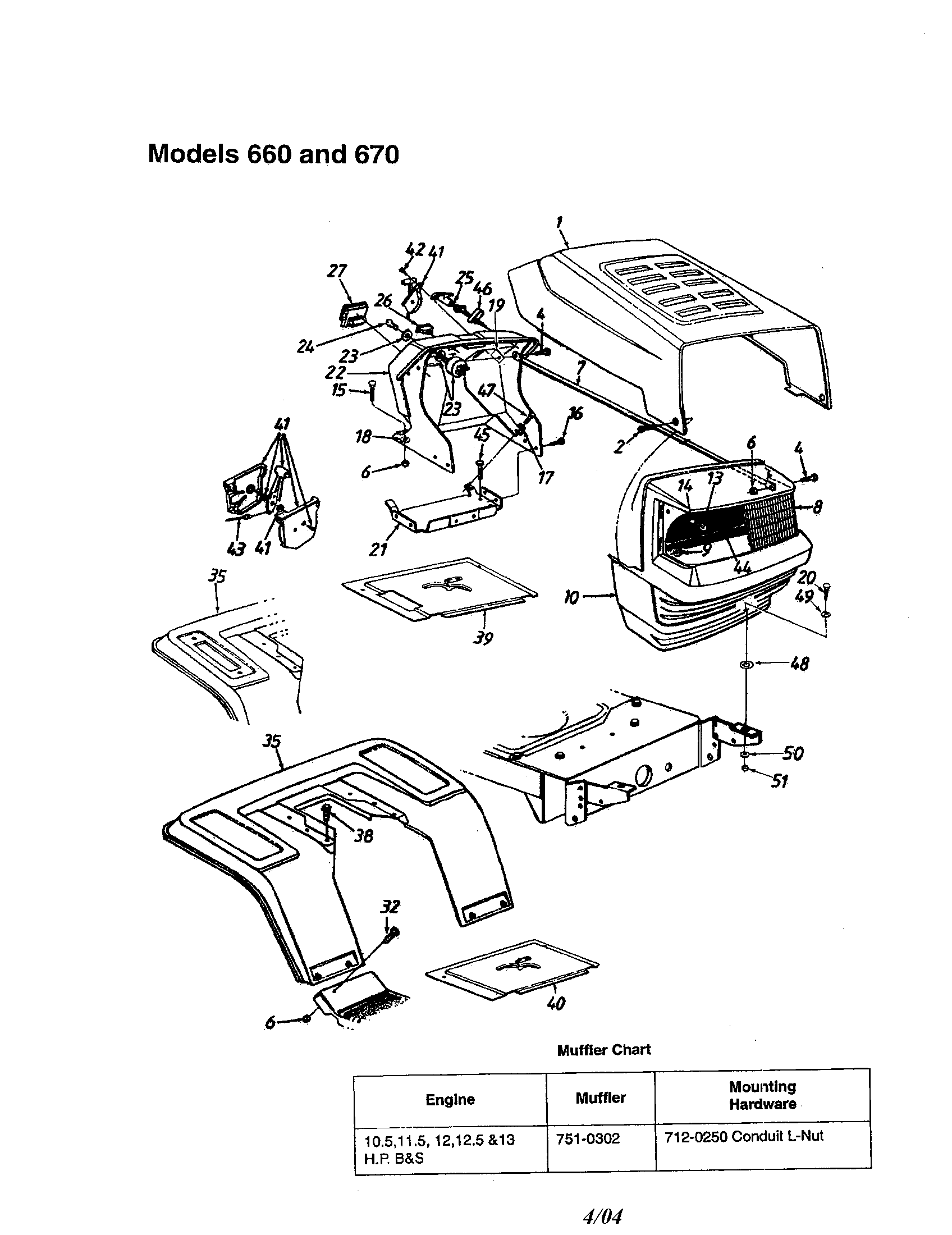 Hood/grille - 660 and 670