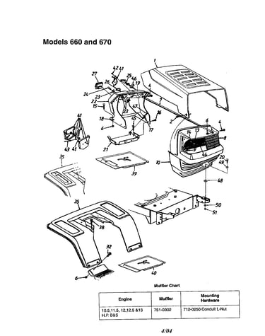 Hood/grille - 660 and 670