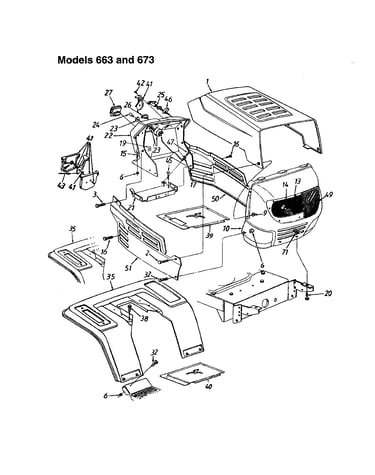 Hood/grille - 663 and 673