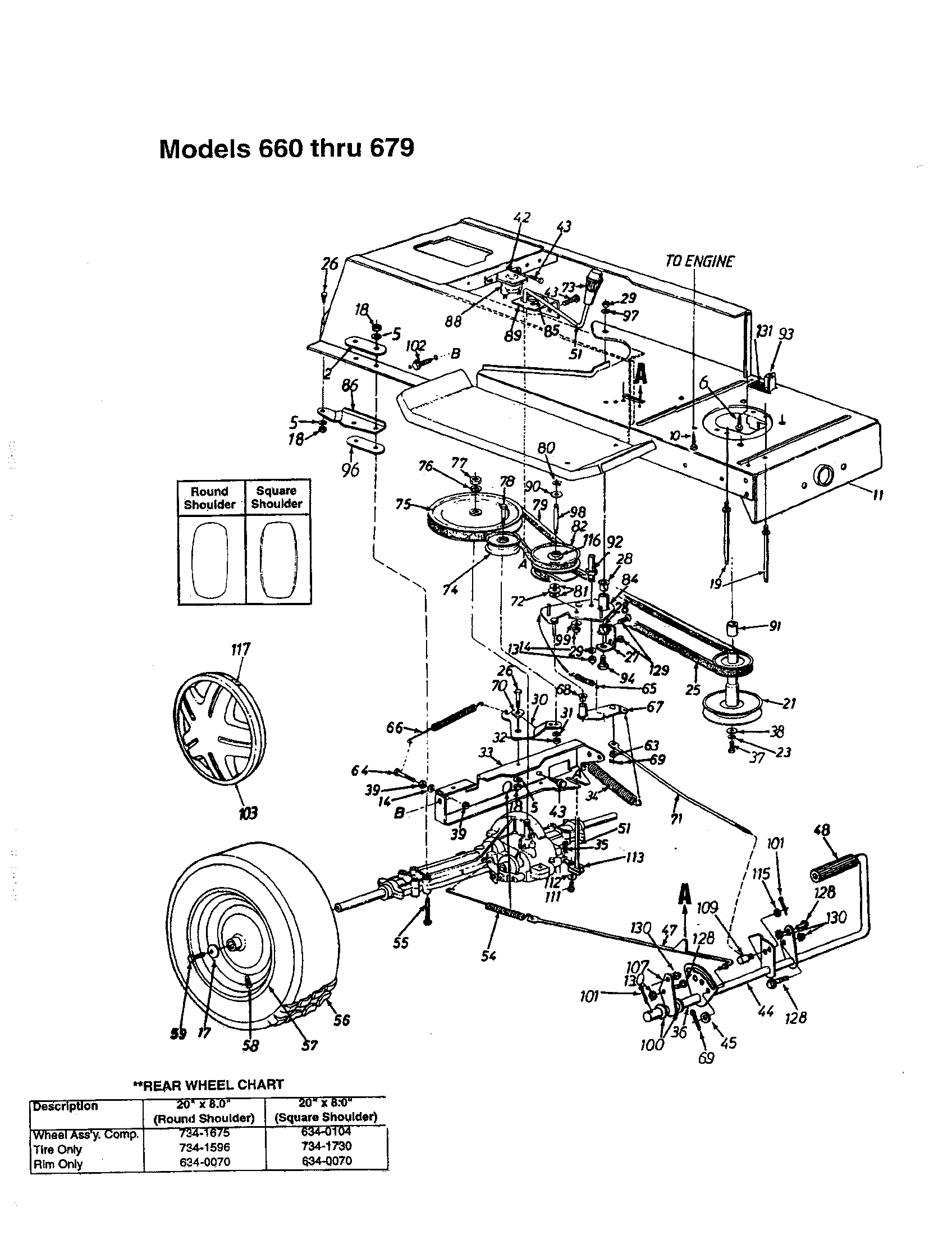 Lower frame / wheel - 660 thru 679