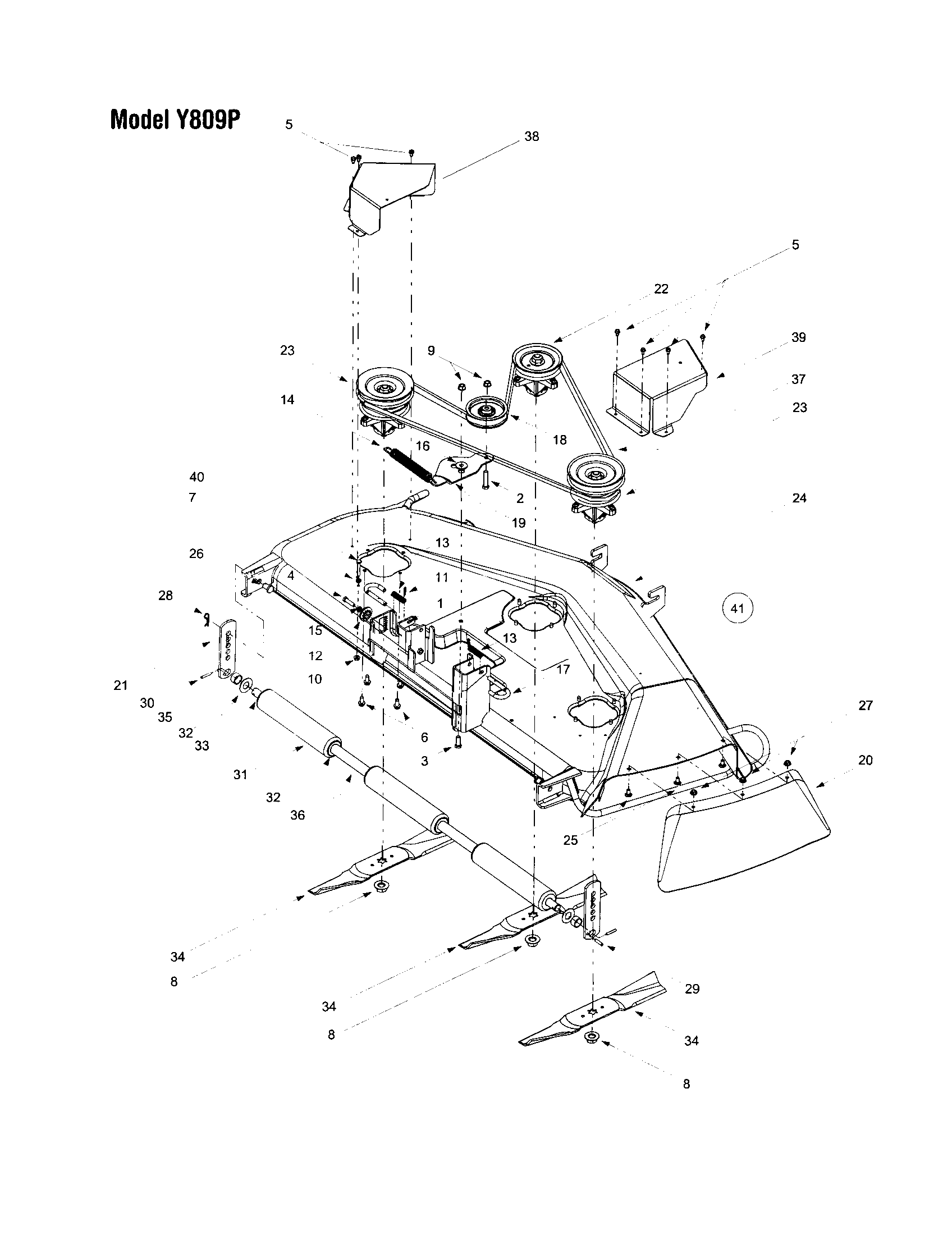 50" deck assembly - y809p
