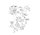 Troybilt 21A-675B063 engine/support bracket/pulley/belt diagram