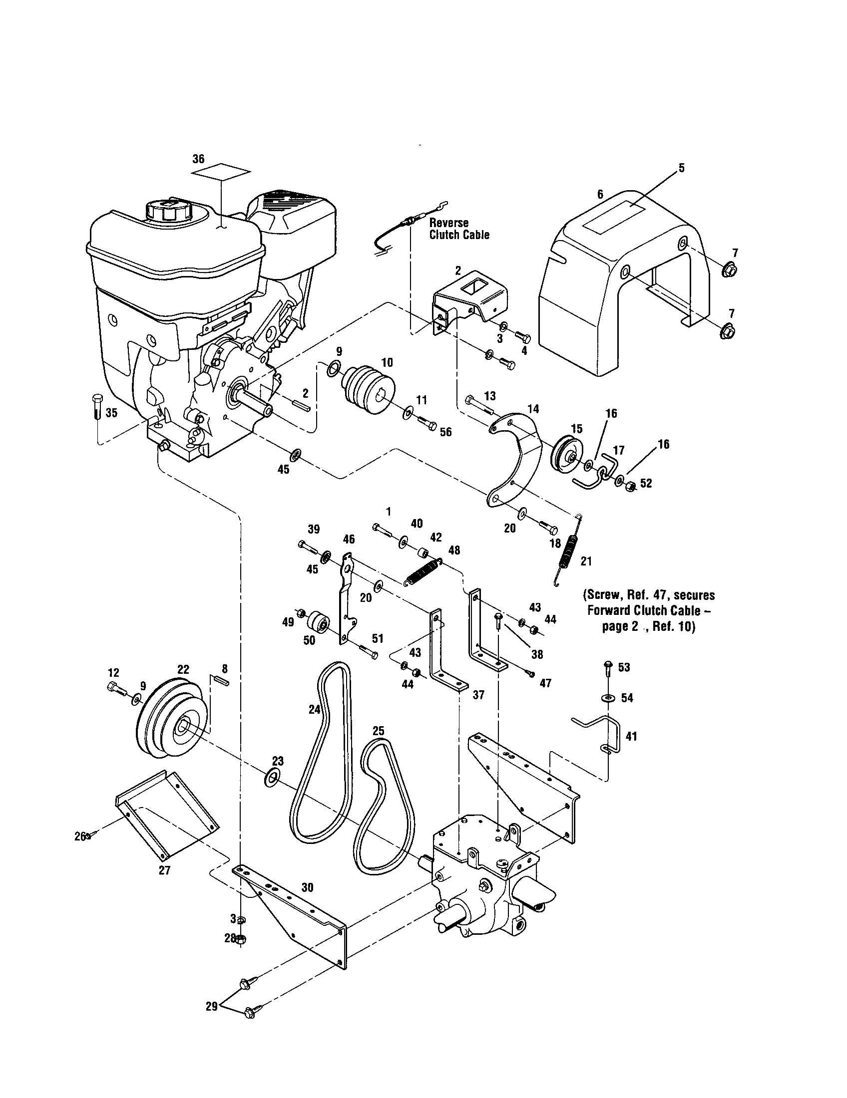 Engine/support bracket/pulley/belt