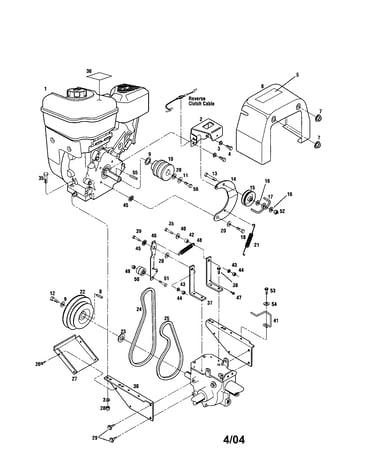Engine/support bracket/pulley/belt