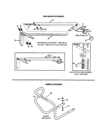Row marker attachment/bumper