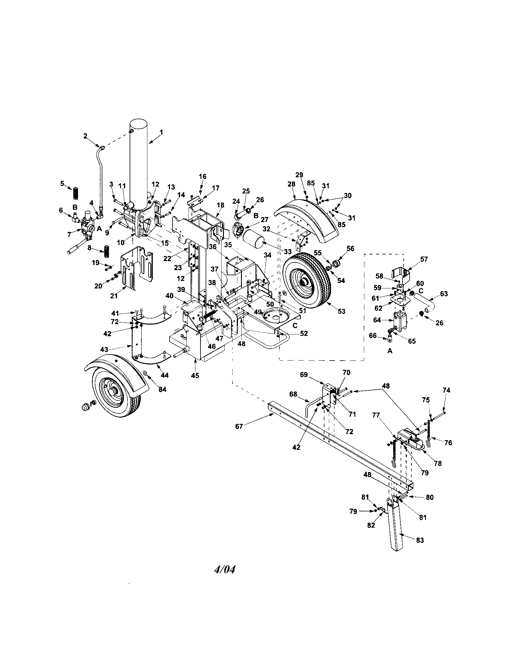 LOG SPLITTER ASSEMBLY