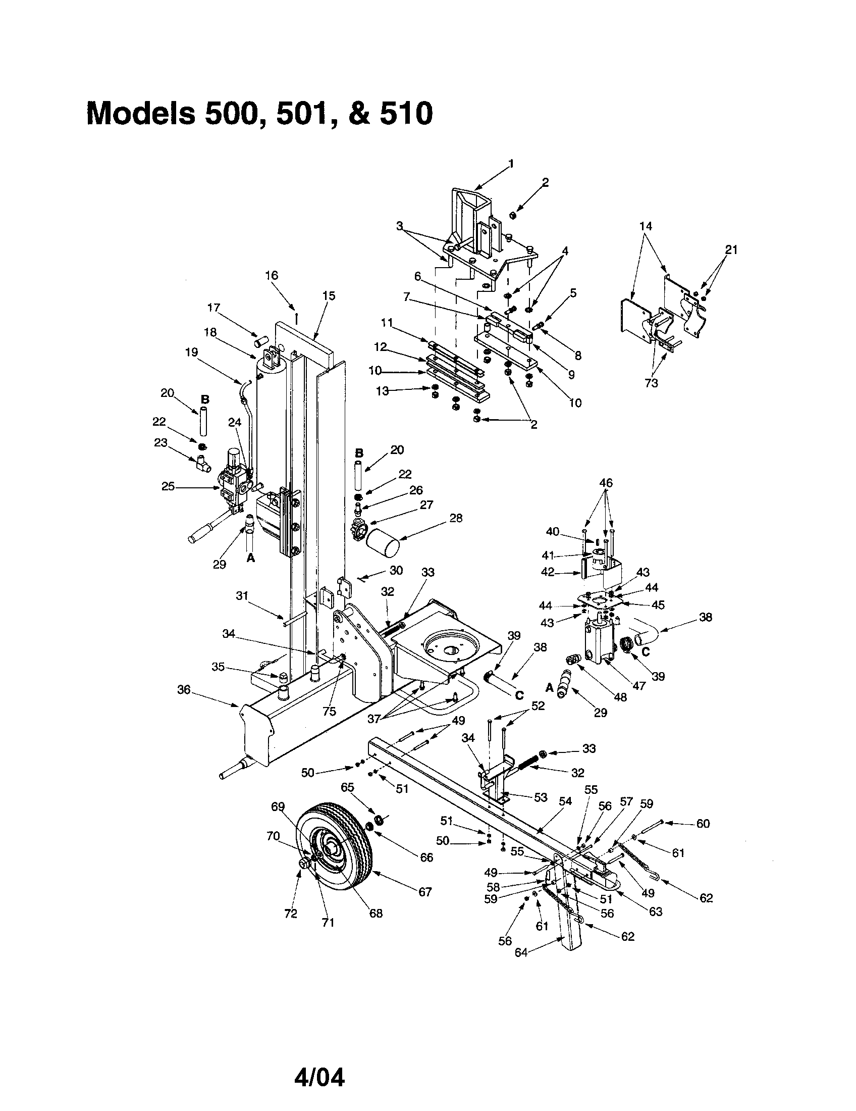 FRAME/HYDRAULIC CYLINDER/WHEEL