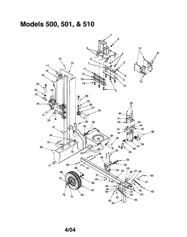 Frame/hydraulic cylinder/wheel