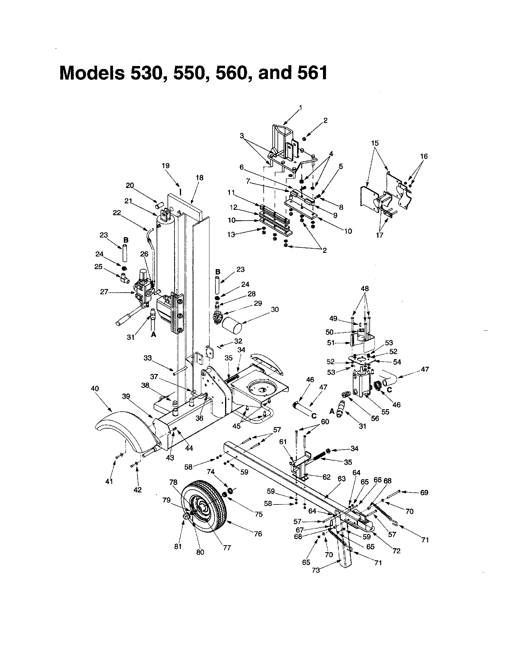 FRAME/HYDRAULIC CYLINDER/WHEEL