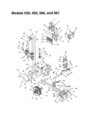 Frame/hydraulic cylinder/wheel