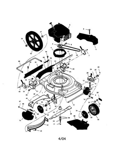 Engine/housing/wheels/belt