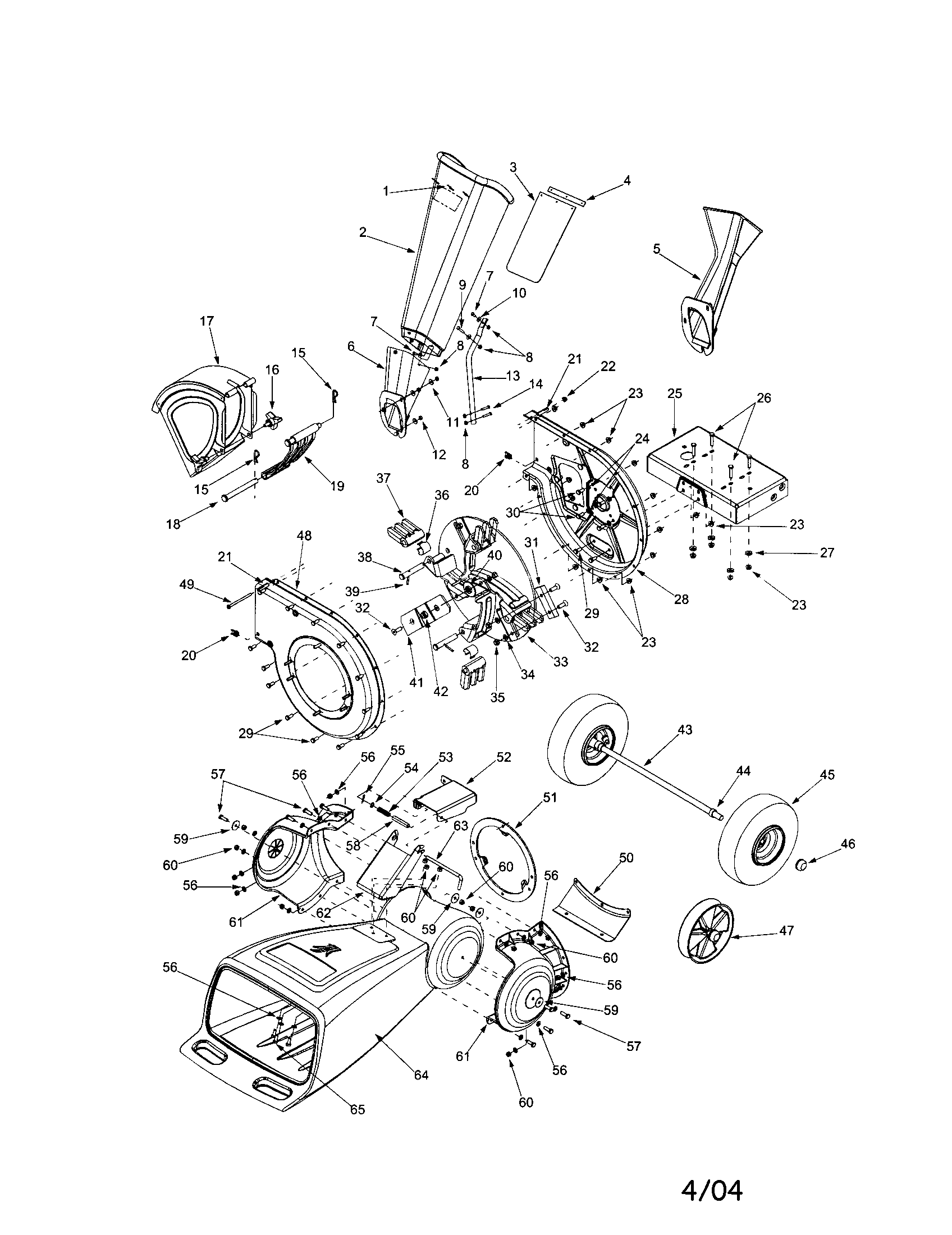Chipper chute/wheels/hopper