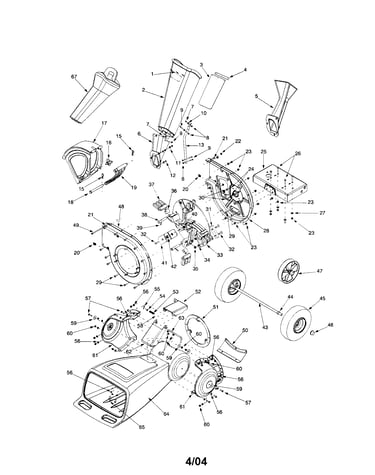 Chipper chute/wheels/hopper