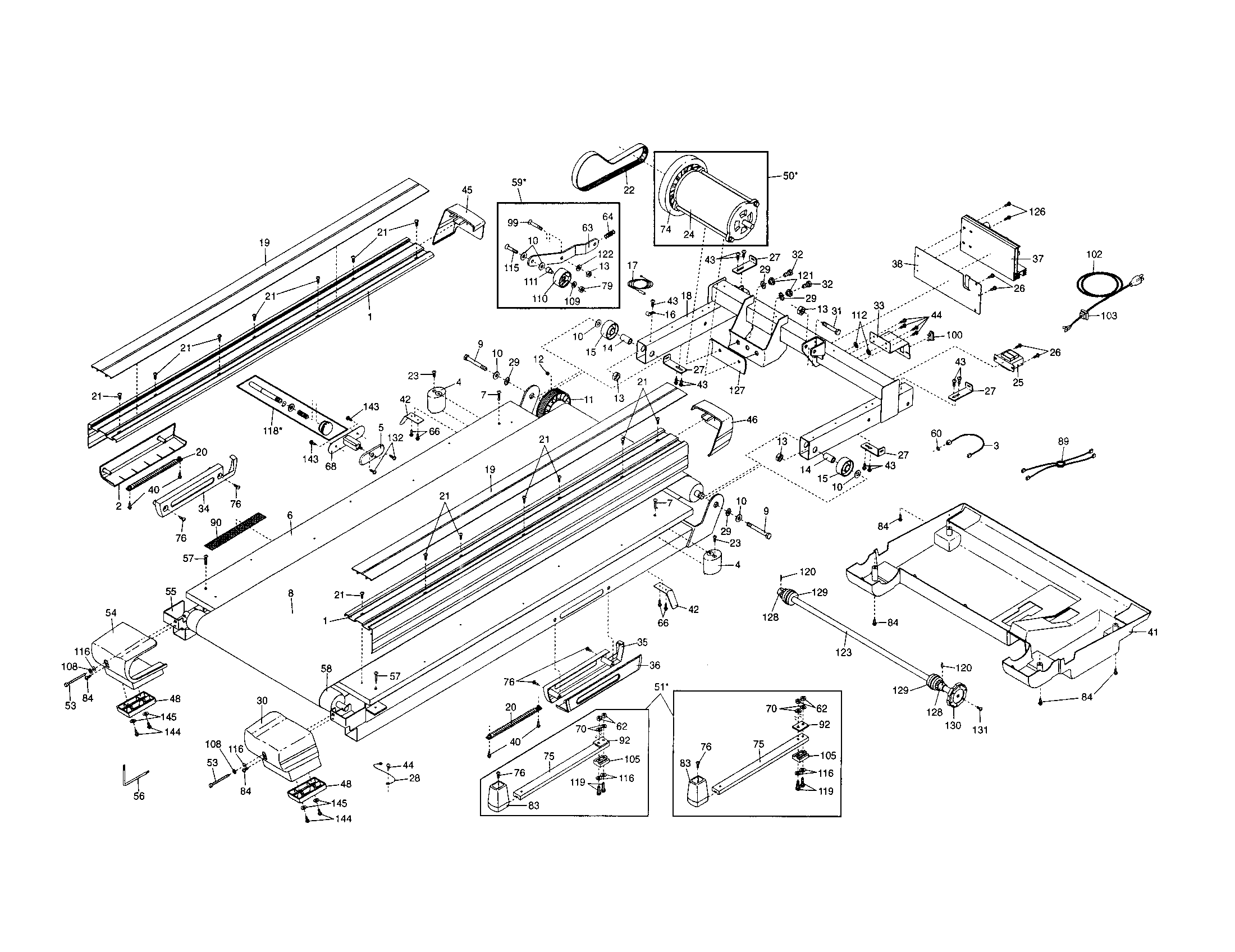 Walking belt/motor/belly pan
