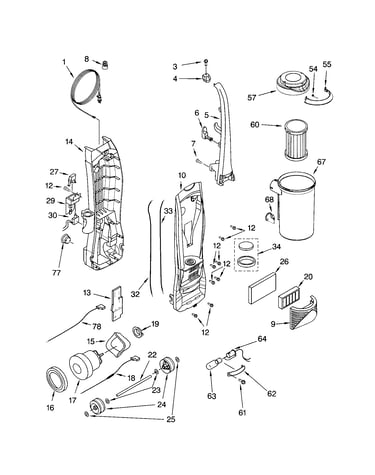 Dust compartment and motor