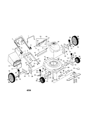 Engine/housing/handle/wheels/bag