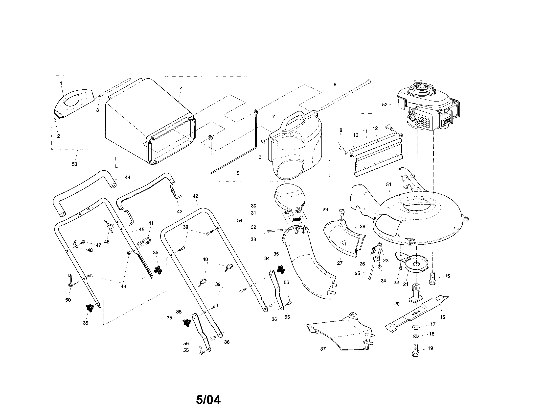 Engine/housing/handle/bag