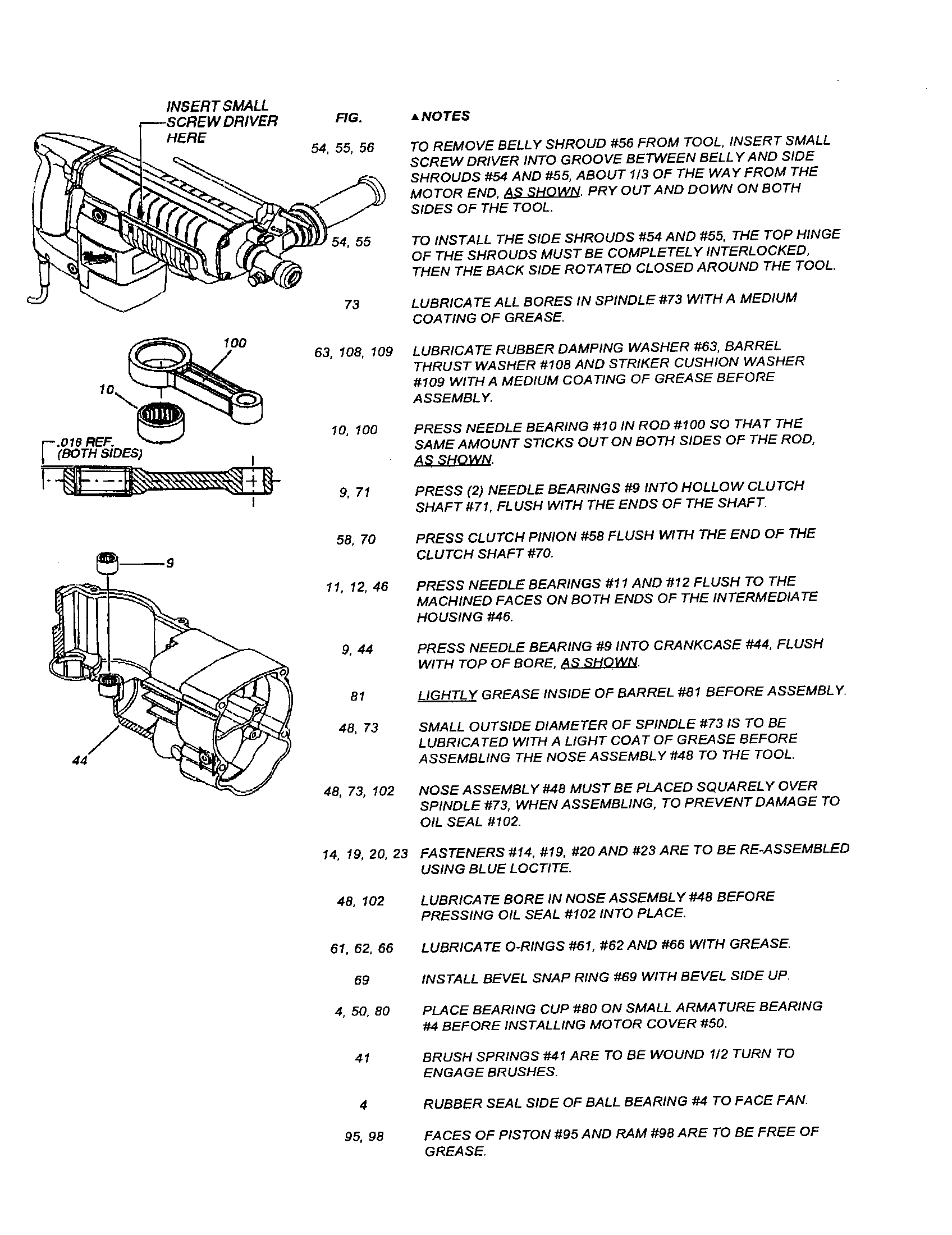 Service note(s)