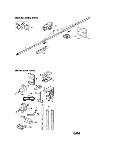 Rail and installation parts
