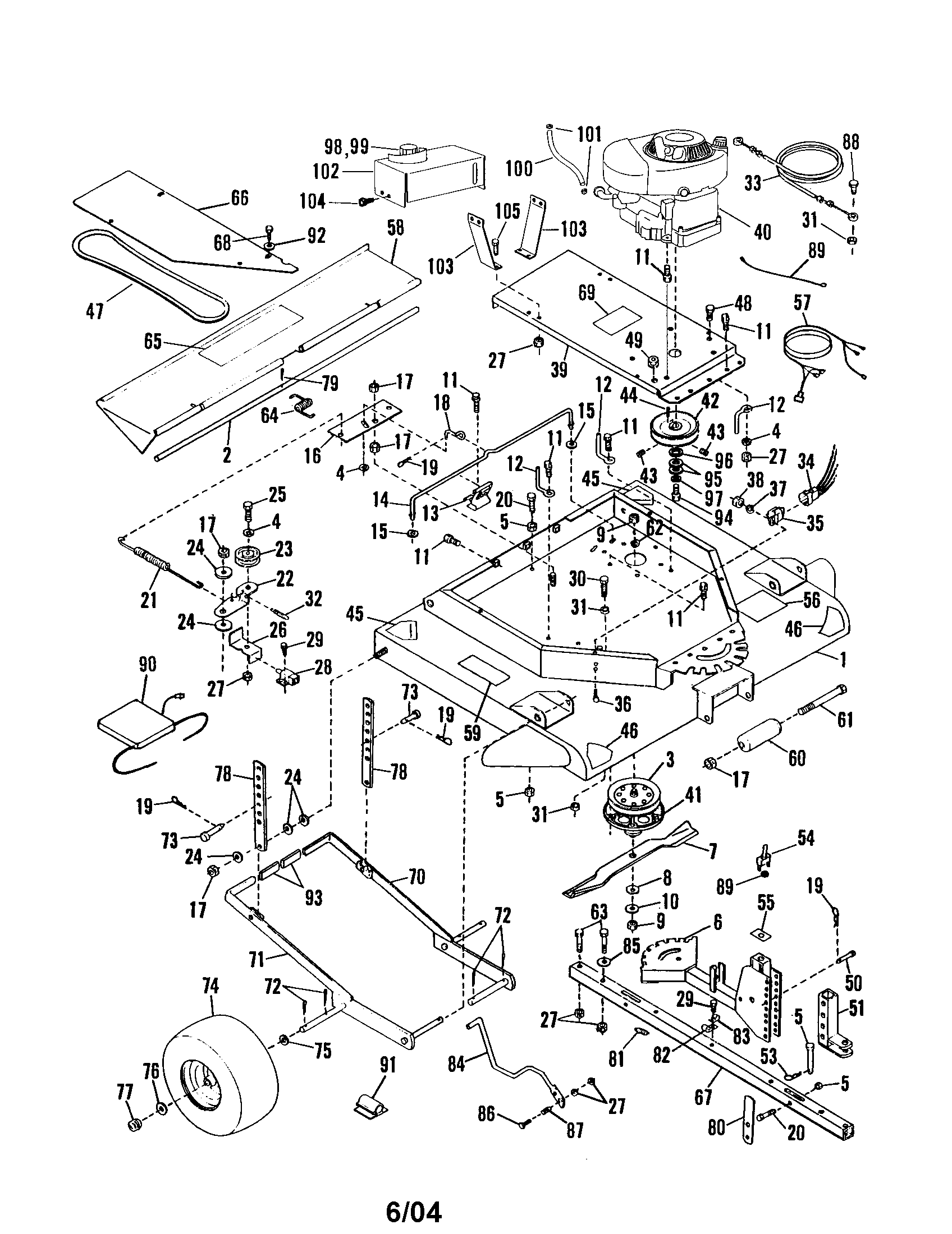 DECK PAN/BLADE/HITCH/ENGINE