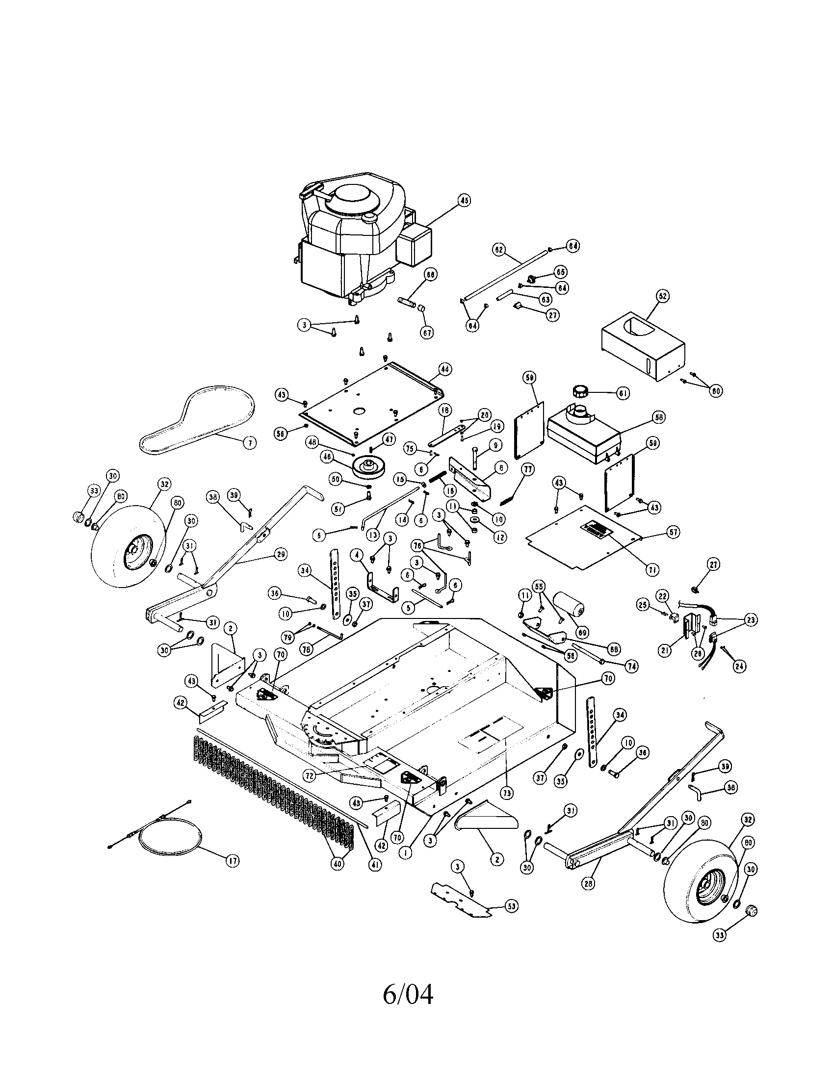 MOWER DECK/TANK/WHEELS