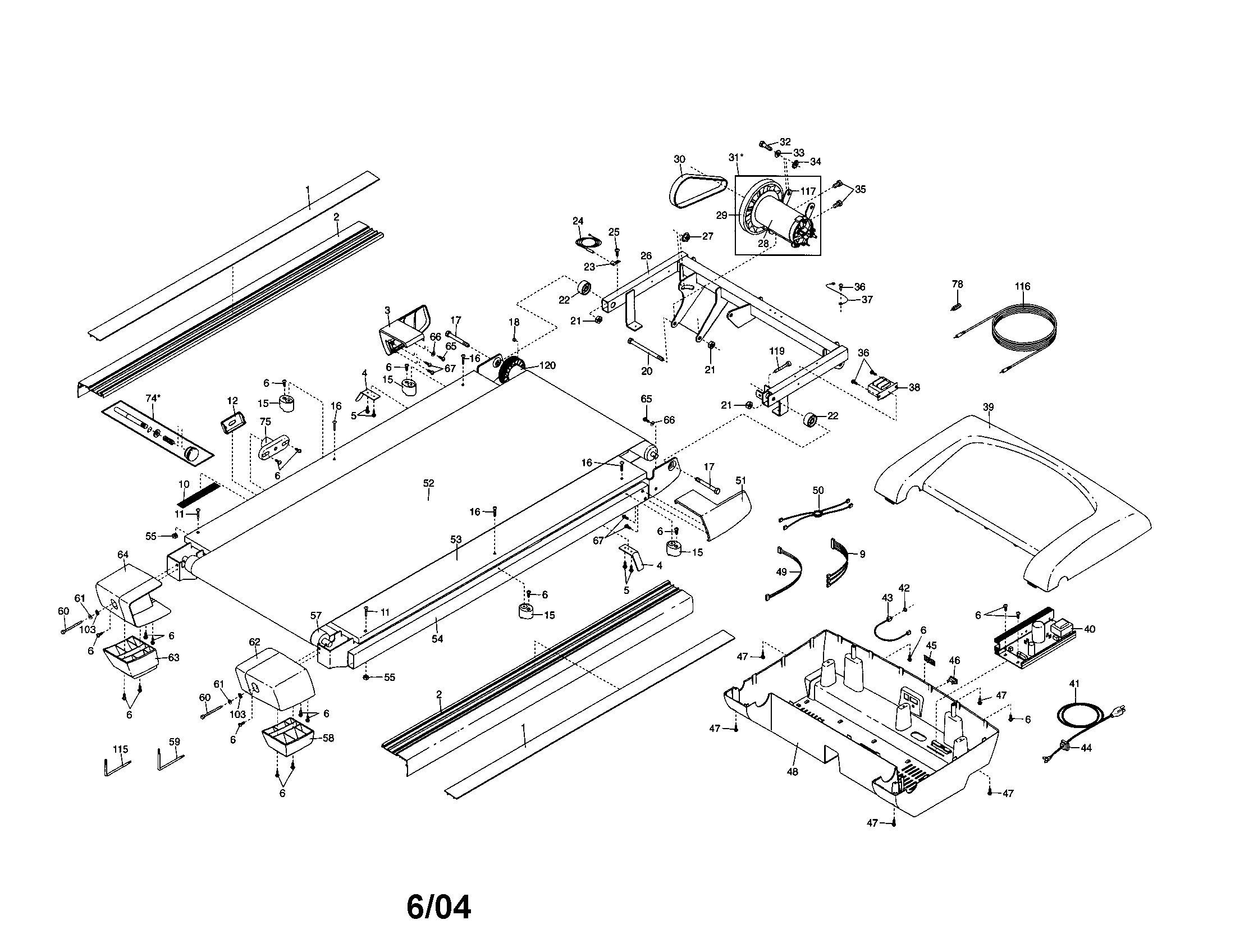 Motor/motor hood/walking belt