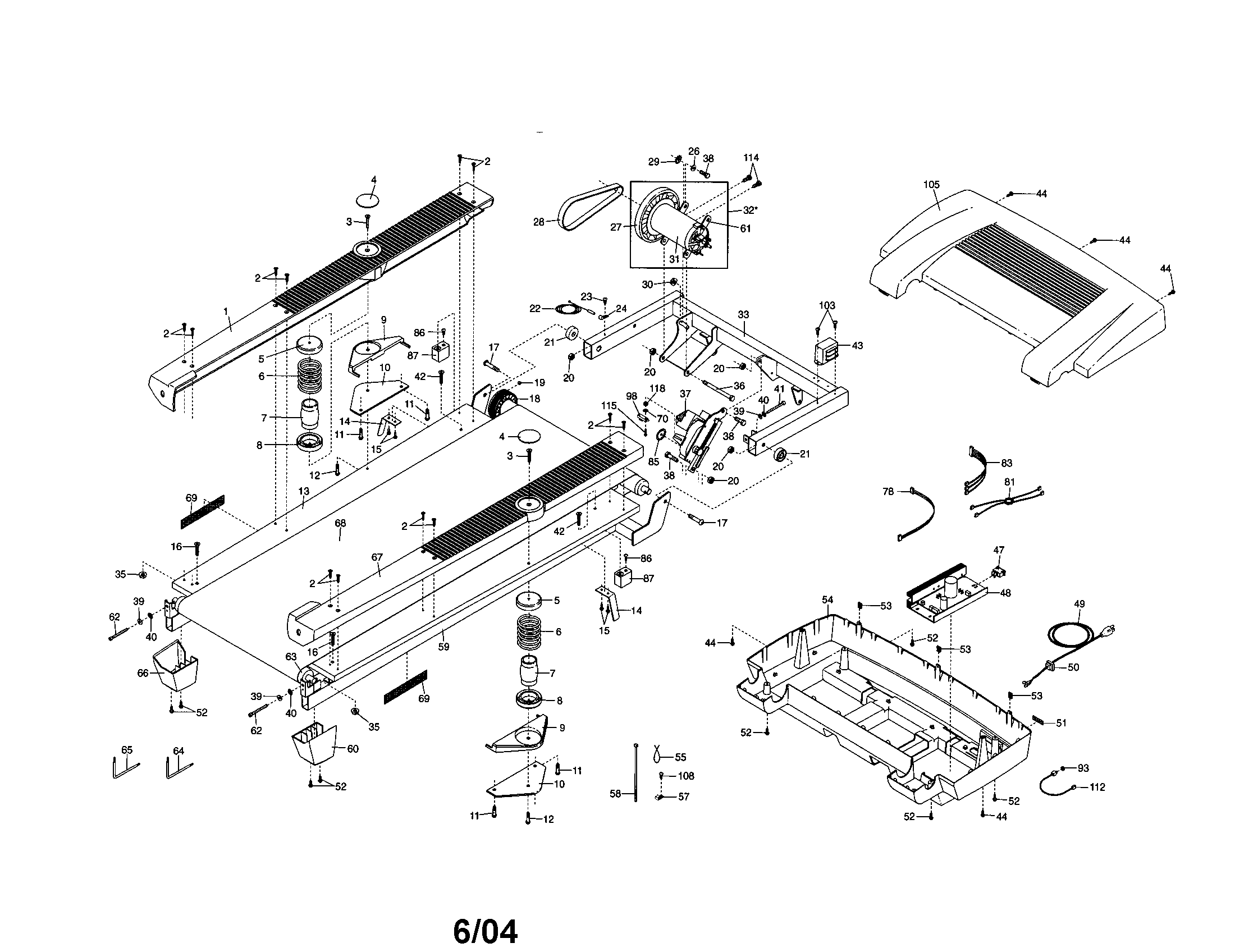 Walking belt/motor/motor hood
