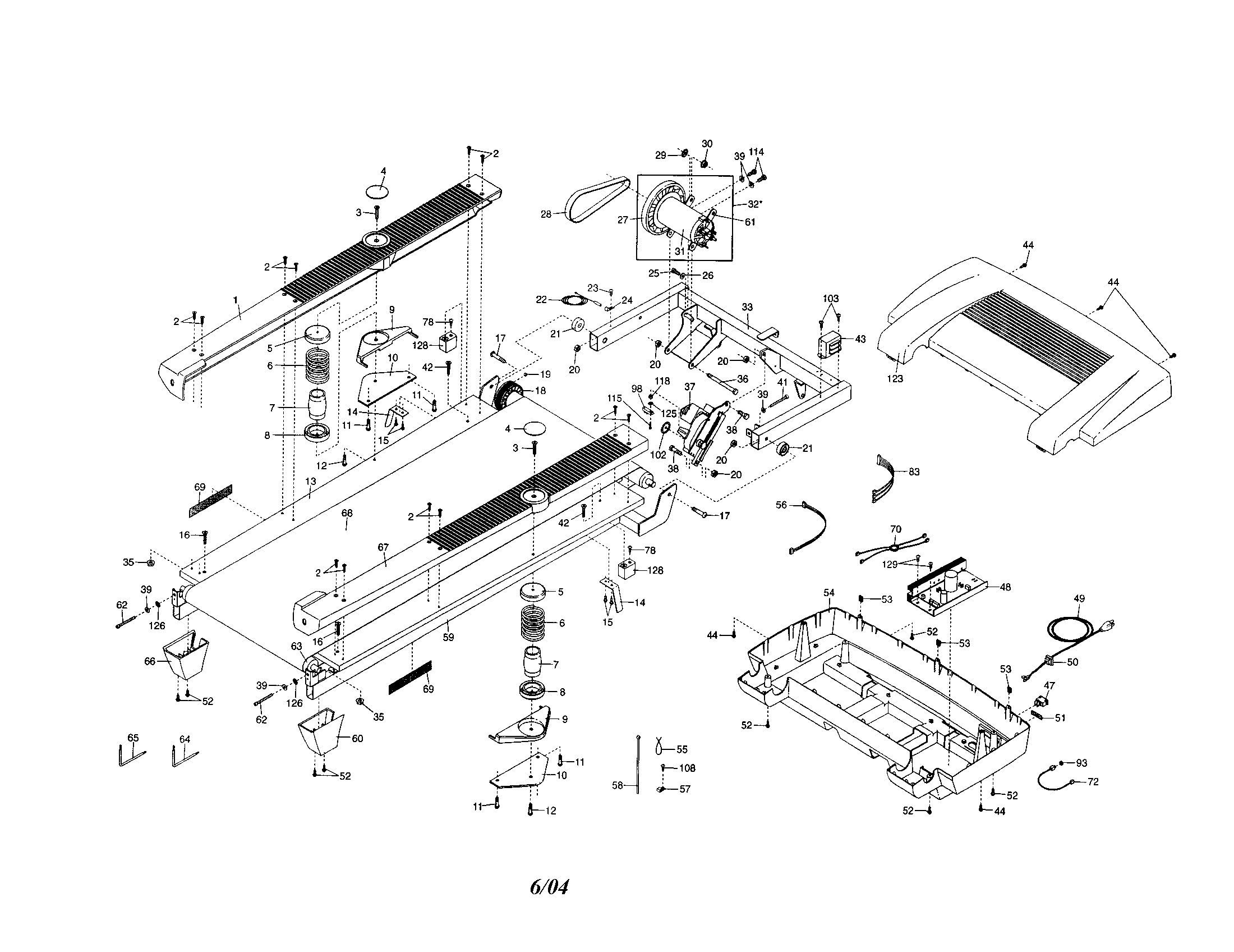Walking belt/motor/hood